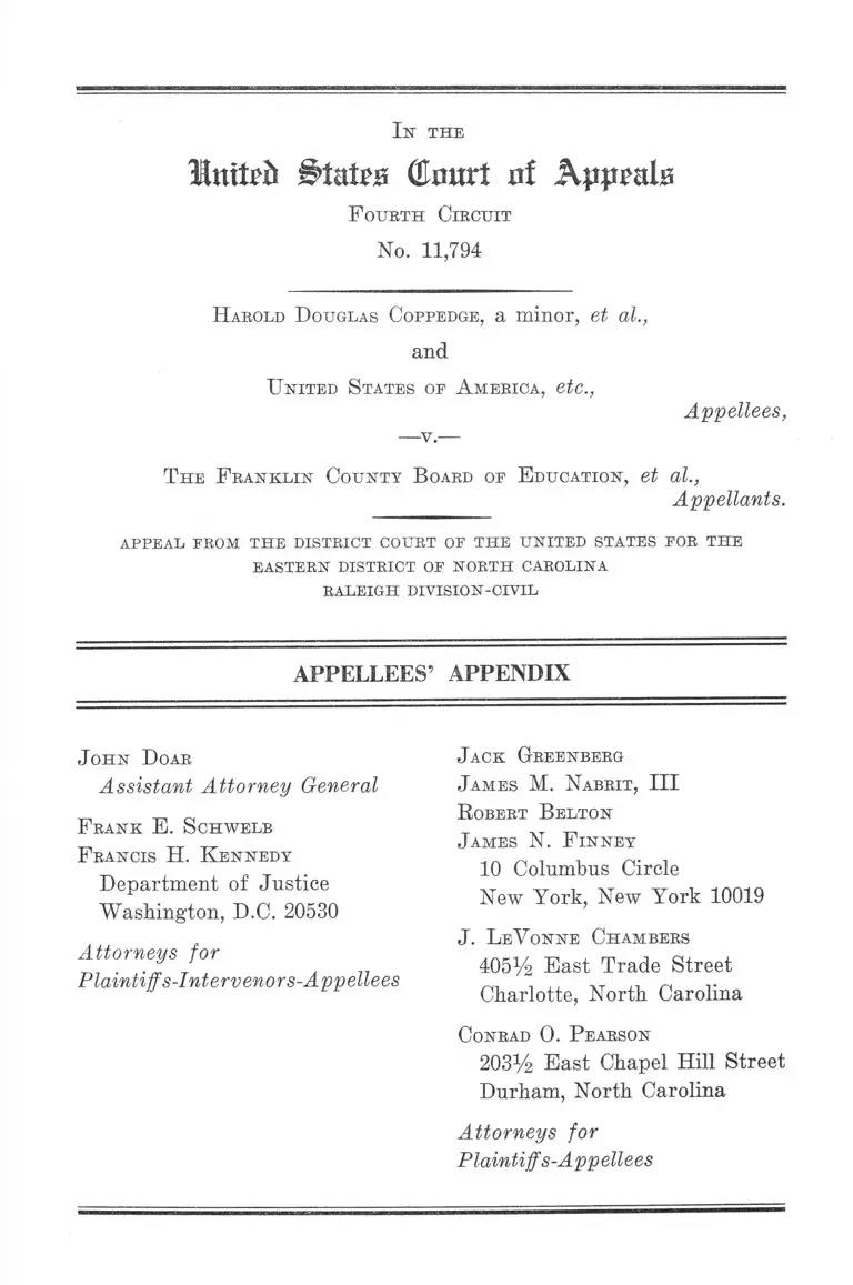 Coppedge v. Franklin County Board of Education Appellees' Appendix (1a-482a) preview