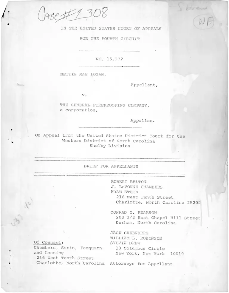 Logan v. The General Fireproofing Company Brief for Appellants preview