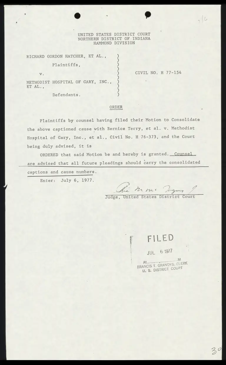 Order granting consolidation preview