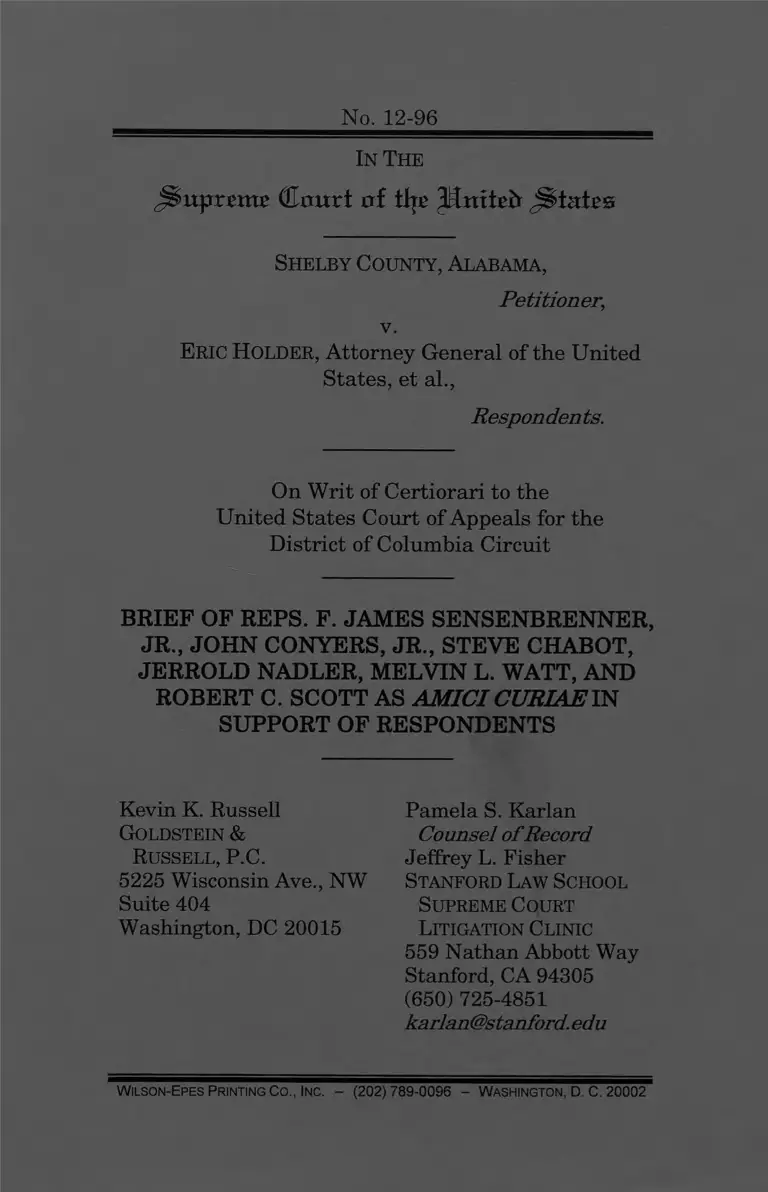 Shelby County v. Holder Brief Amici Curiae preview