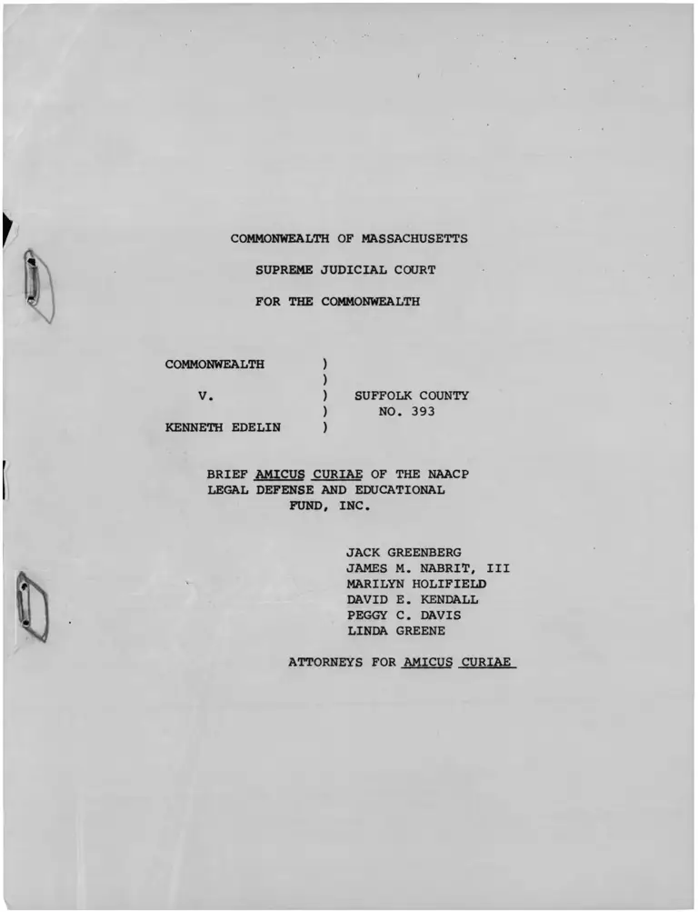 Commonwealth v. Edelin Brief Amicus Curiae preview