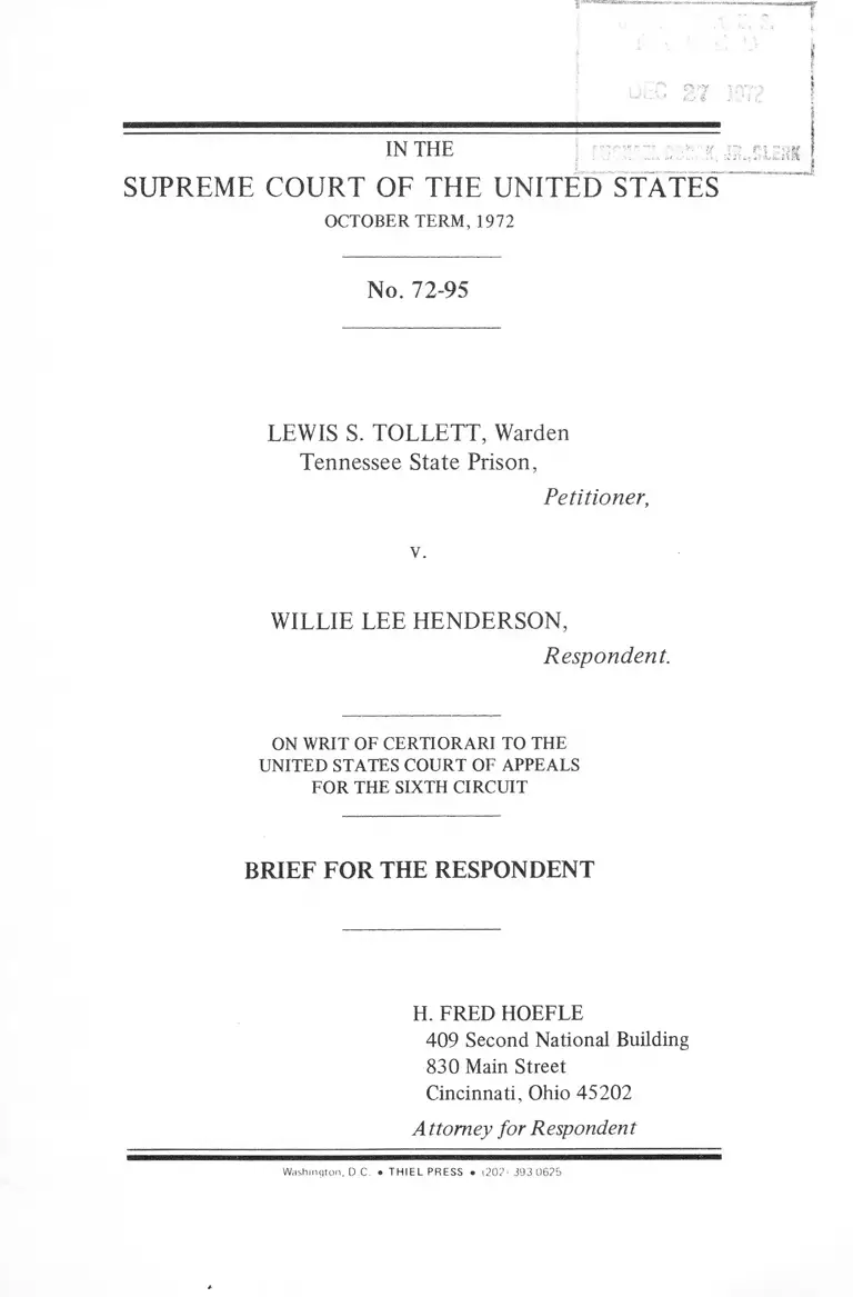 Tollett v. Henderson Brief for Respondent preview