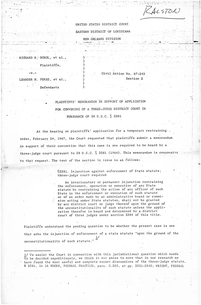 Sobol v Perez Memorandum preview