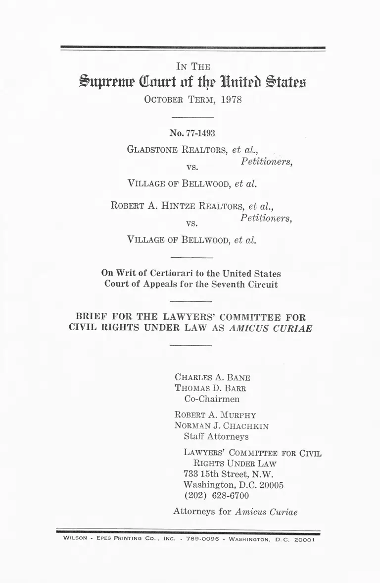 Gladstone Realtors v. Village of Bellwood Brief Amicus Curiae preview