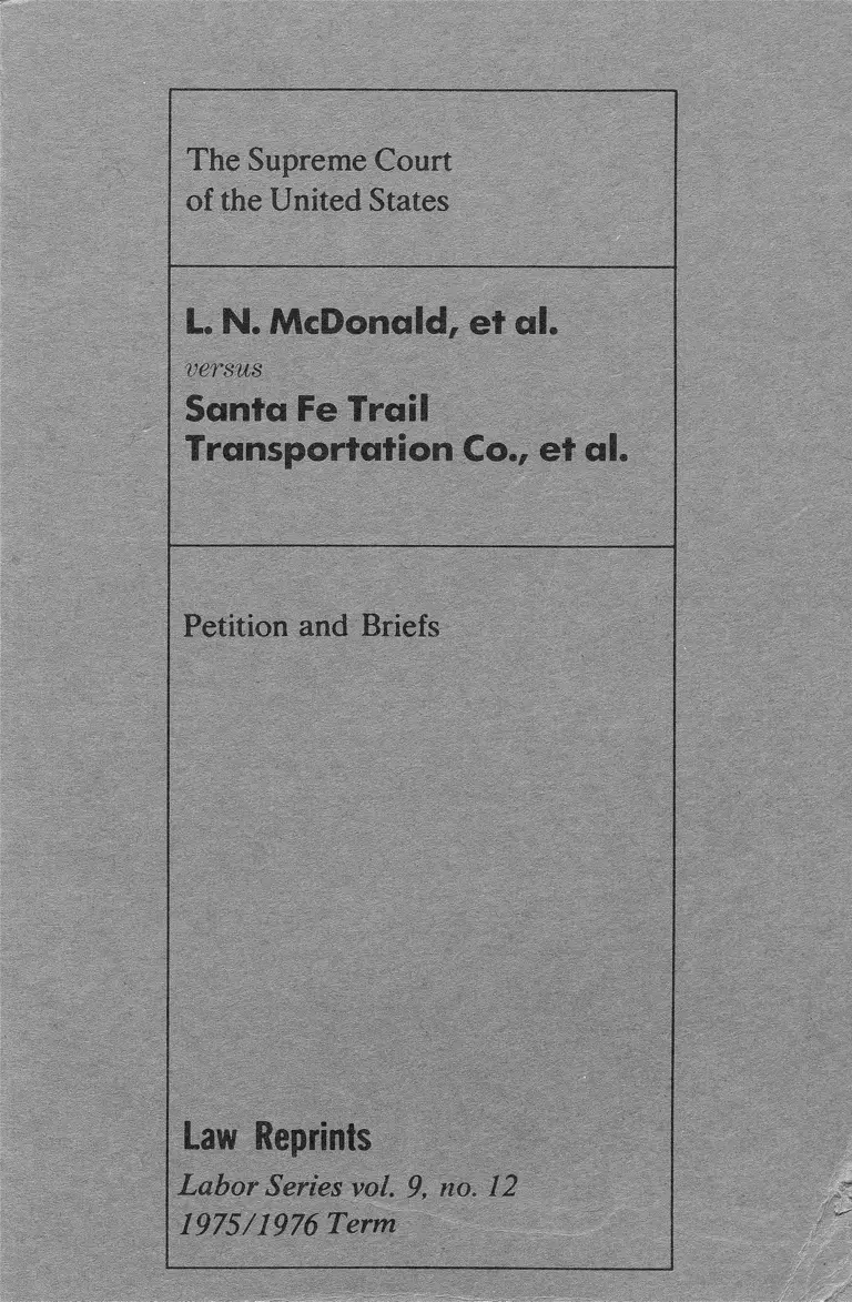 McDonald v. Santa Fe Trail Transportation Co. Motion for Leave to File Brief Amicus Curiae and Brief Amicus Curiae preview