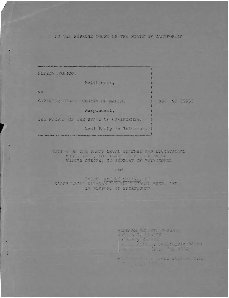 Drumgo v. Marin County Superior Court Motion for Leave to File Brief Amicus Curiae preview