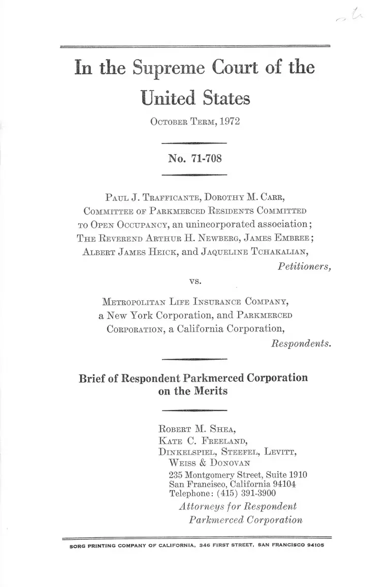Trafficante v. Metropolitan Life Insurance Company Brief of Respondent on the Merits preview