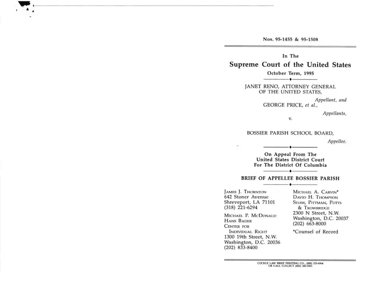 Reno v. Bossier Parish School Board Brief of Appellee preview