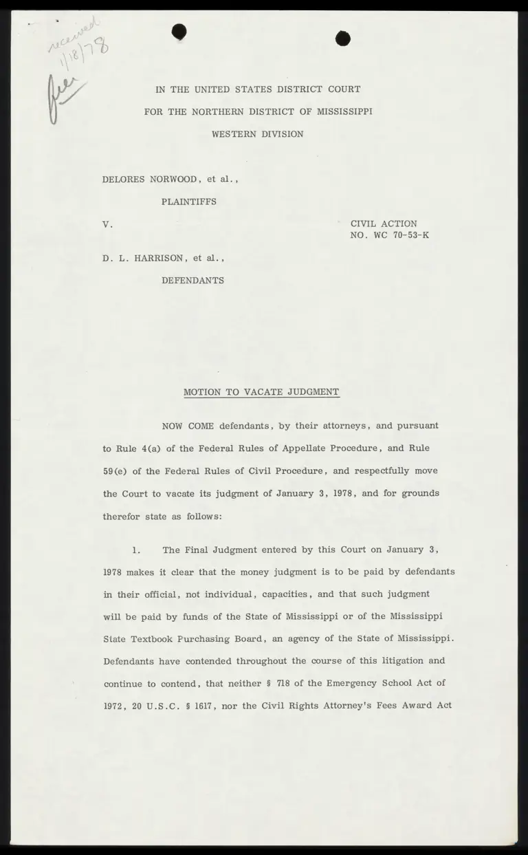 Motion to Vacate Judgment preview