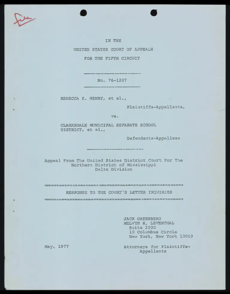 Response to the Court's Letter Inquiries preview