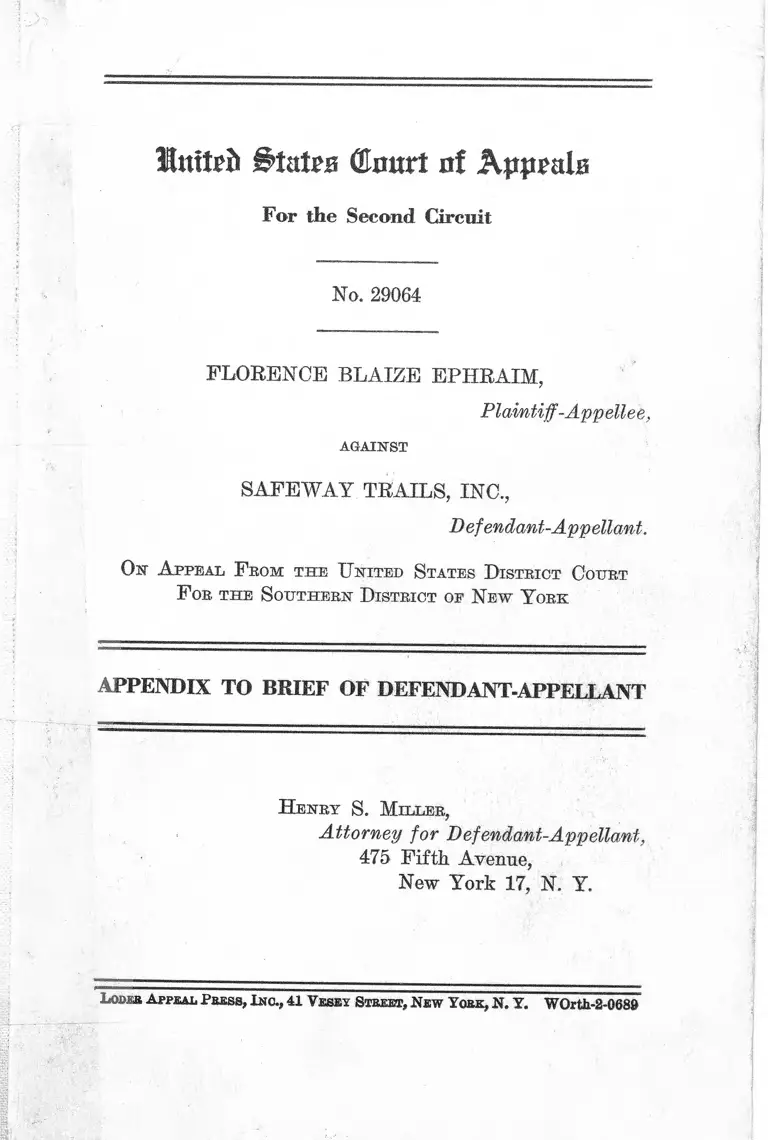 Ephraim v. Safeway Trails, Inc. Appendix to Brief of Defendant-Appellant preview