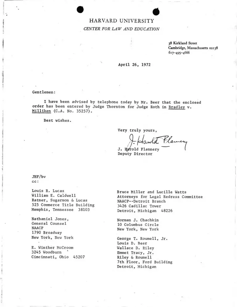 Correspondence from Flannery to All Counsel preview