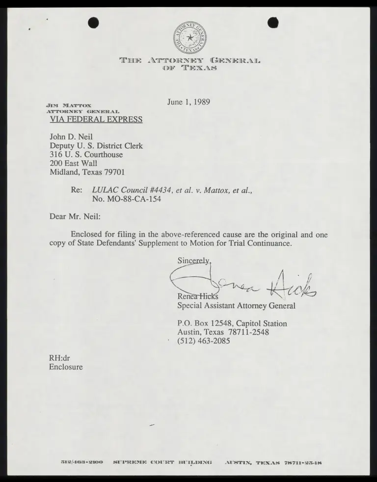 State Defendants' Supplement to Motion for Trial Continuance preview