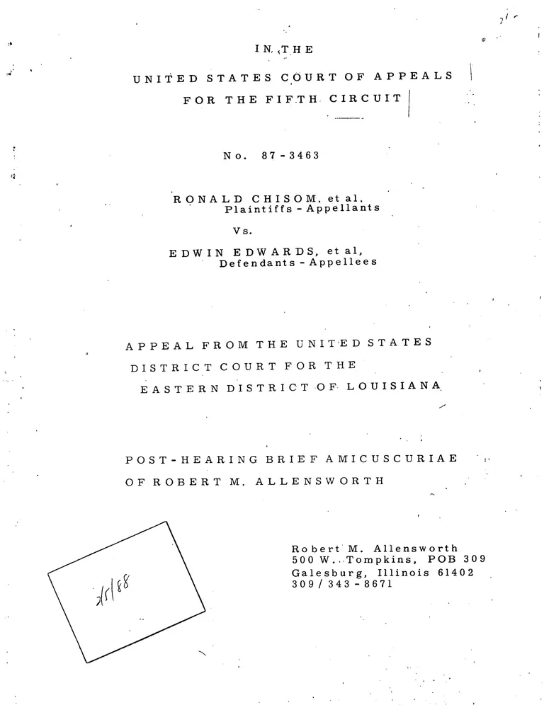 Post Hearing Brief Amicus Curiae of Robert M. Allensworth; Cumulative Voting Best SMEAA Option News Clipping preview