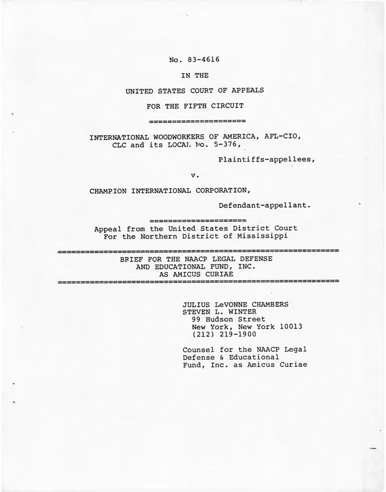 International Woodworkers of America v. Champion International Corporation Brief Amicus Curiae preview
