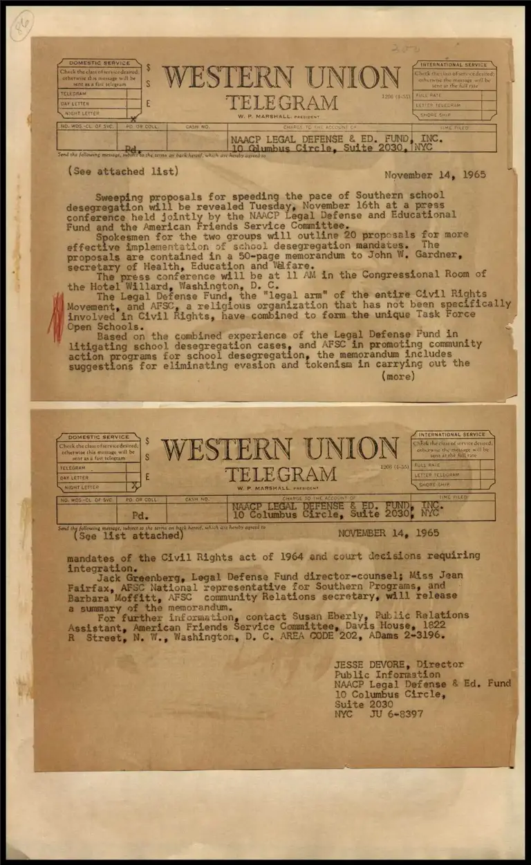 Southern Schools Desegregation Press Conference (Telegram) preview