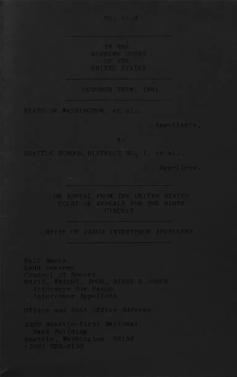 Washington State v. Seattle School District No. 1 Brief of Intervenor-Appellees preview