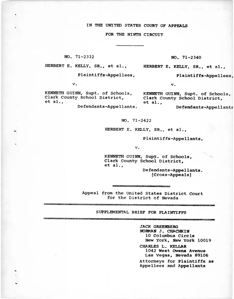 Kelly v. Guinn Supplemental Brief for Plaintiffs preview