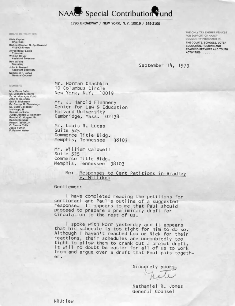 Letter from Jones to Co-Counsel RE Response to Petitions for Certiorari preview