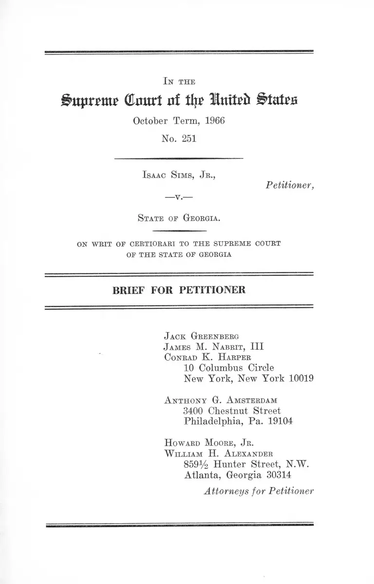 Sims v Dutton Supplemental Brief for Petitioner preview