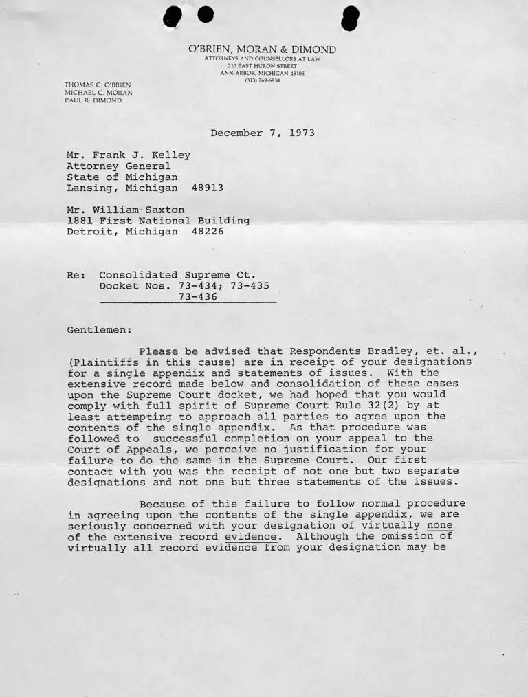 Letter to Kelley and Saxton from Dimond RE Cross Designation and Appendix preview