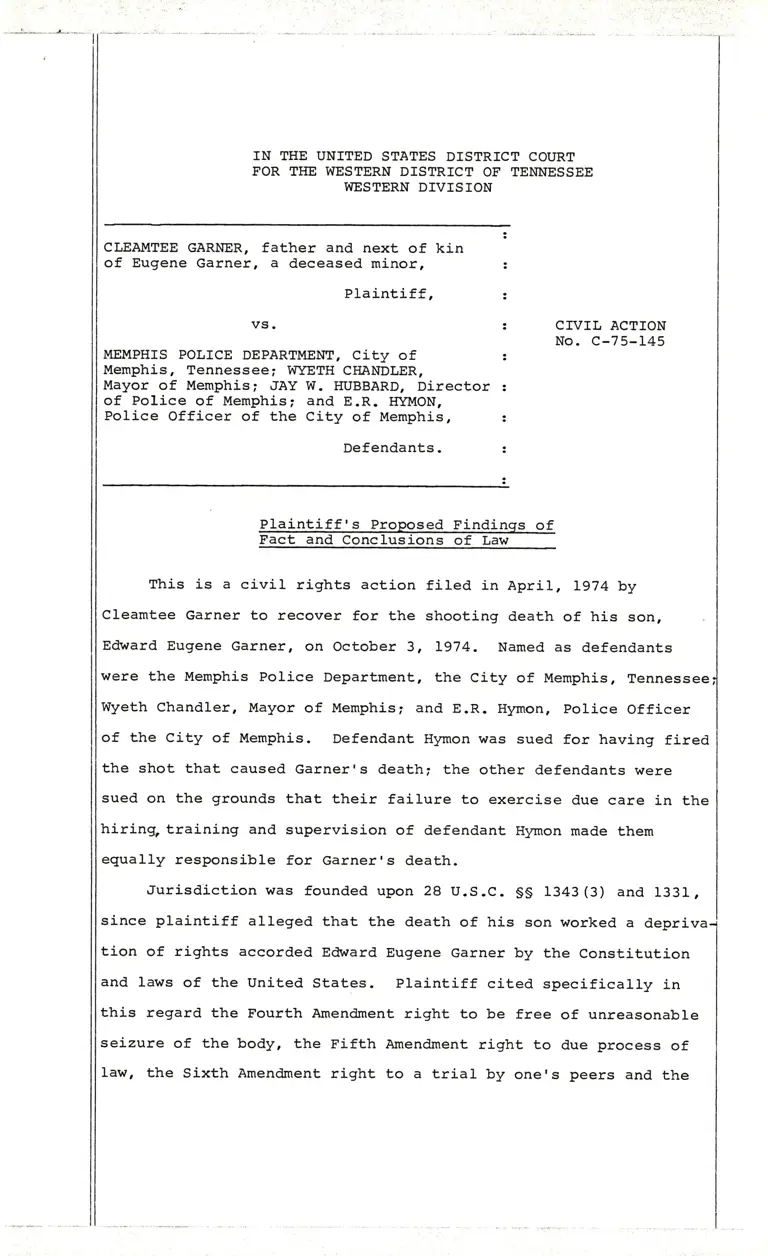 Plaintiff's Proposed Findings of Fact and Conclusions of Law preview