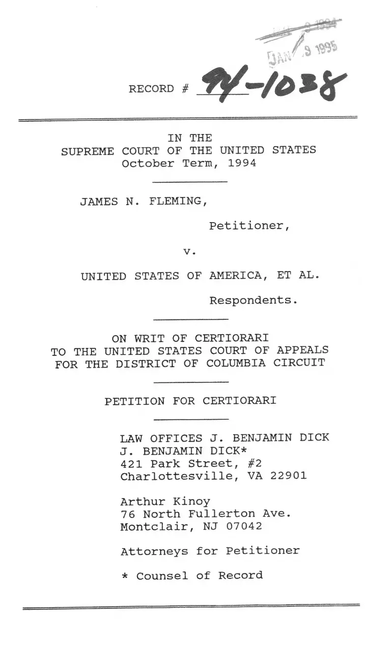 Fleming v. United States Petition for Certiorari preview