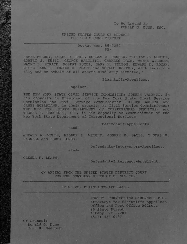 Bushey v The New York State Civil Service Commission Brief for Plaintiffs-Appellants preview