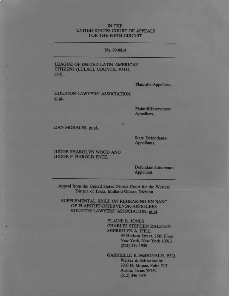 League of United Latin American Citizens (LULAC), Council #4434 v. Morales Supplemental Brief on Rehearing En Banc of Plaintiff-Intervenor-Appellees preview