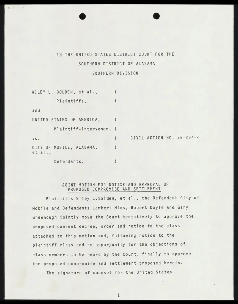Joint Motion for Notice and Approval of Proposed Compromise and Settlement preview