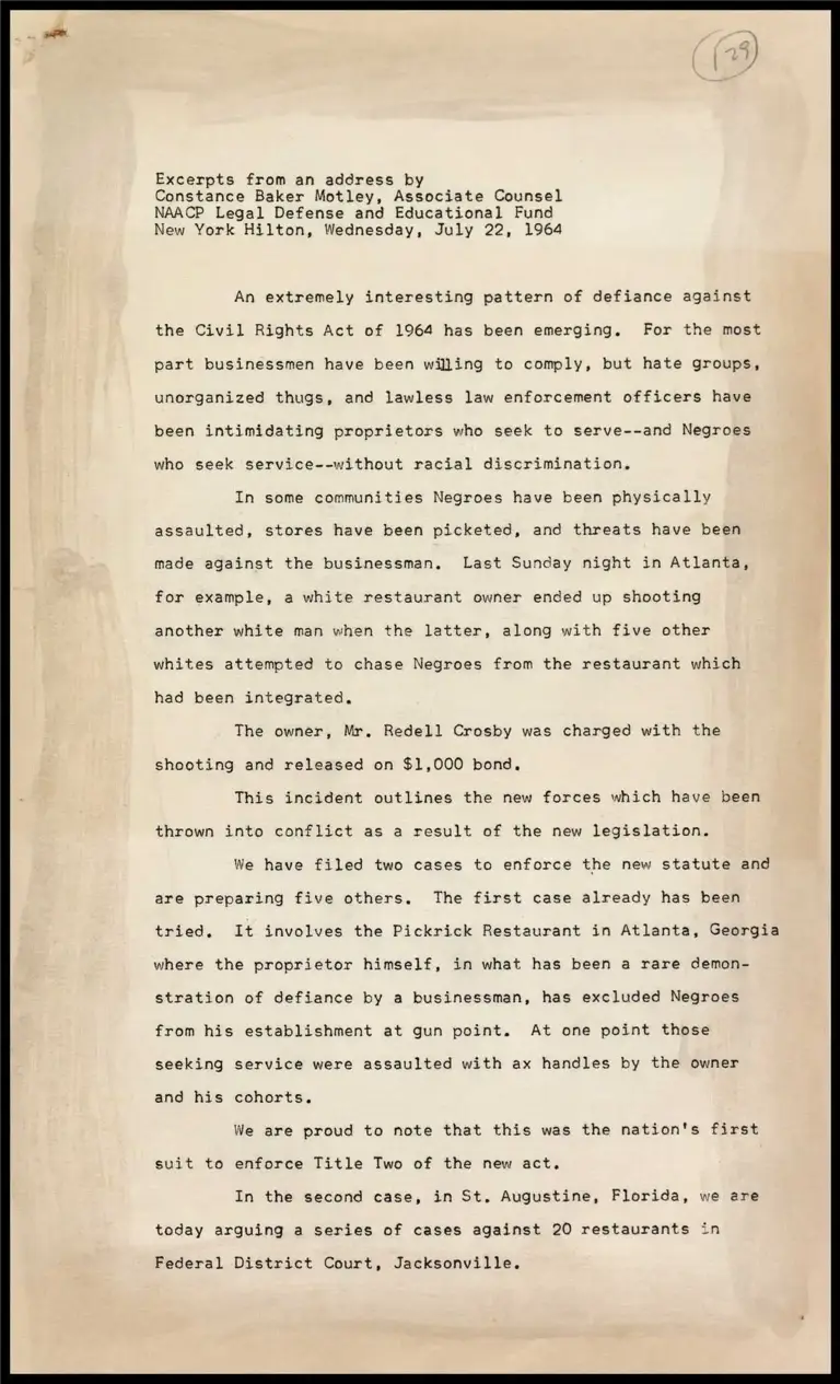 Partial Motley Text on Luncheon for Negro Women preview