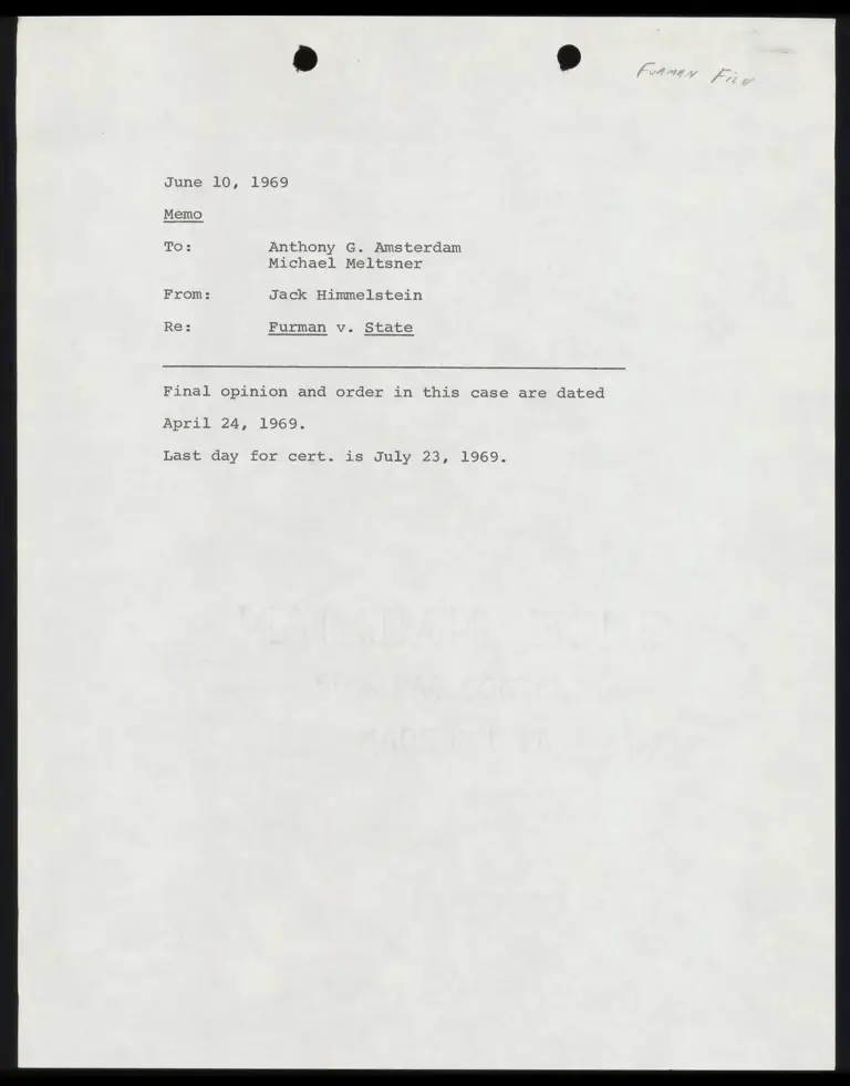 Memo from Himmelstein to Amsterdam and Meltsner preview