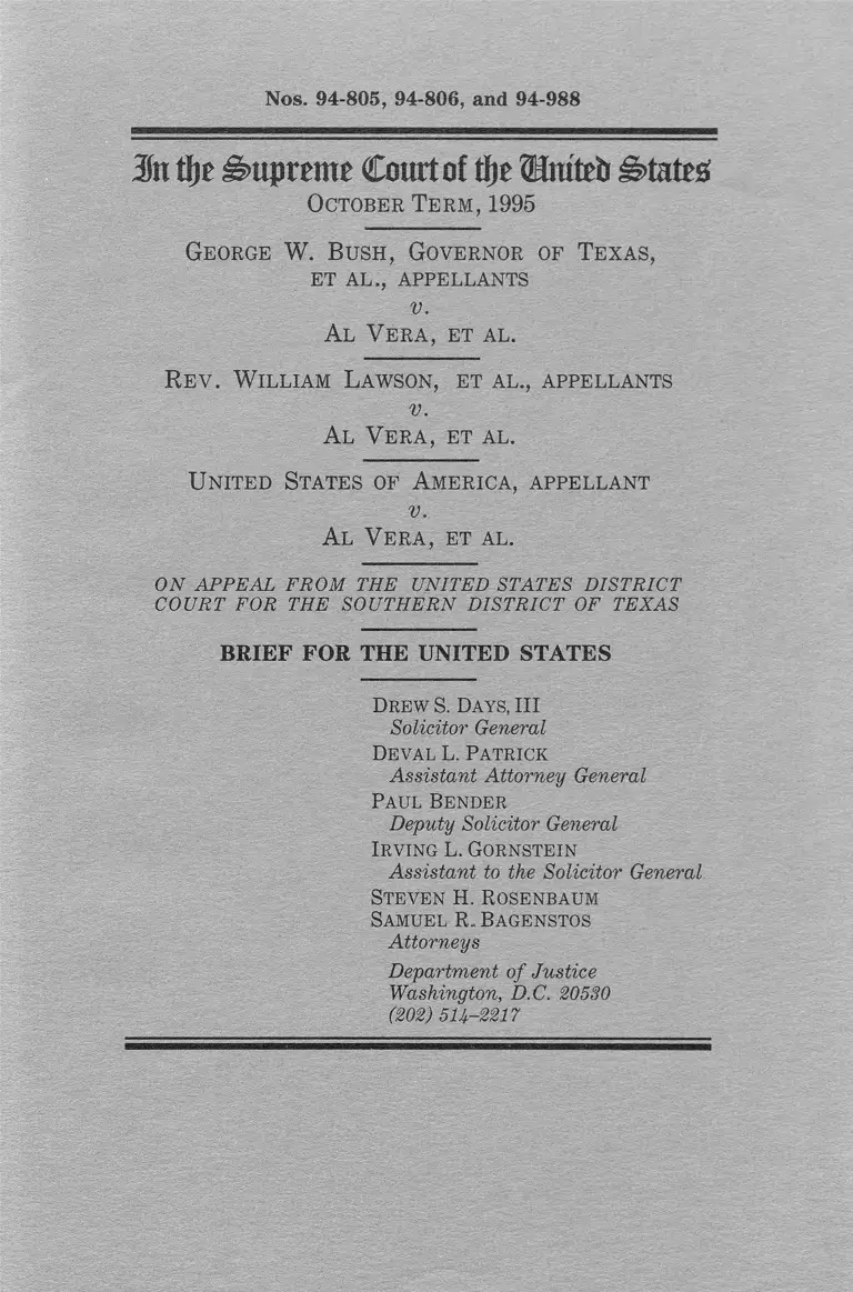 Bush v Al Vera Brief for the United States preview