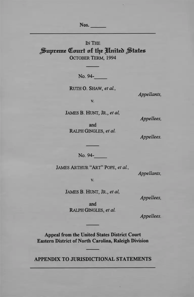 Shaw v Hunt Appendix to Jurisdictional Statement preview