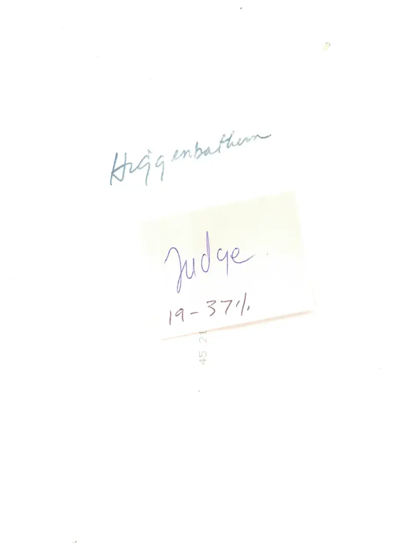 Higginbotham, Leon Jr., Judge, undated - 1 of 1 (back) preview