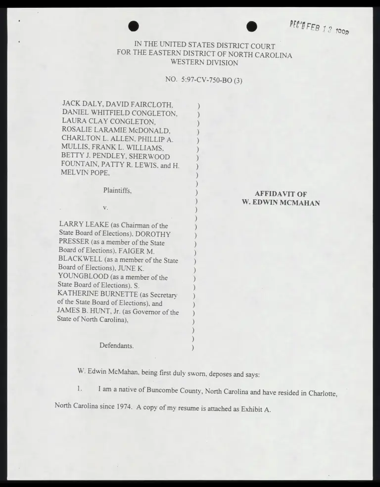 Affidavit of W. Edwin McMahan preview