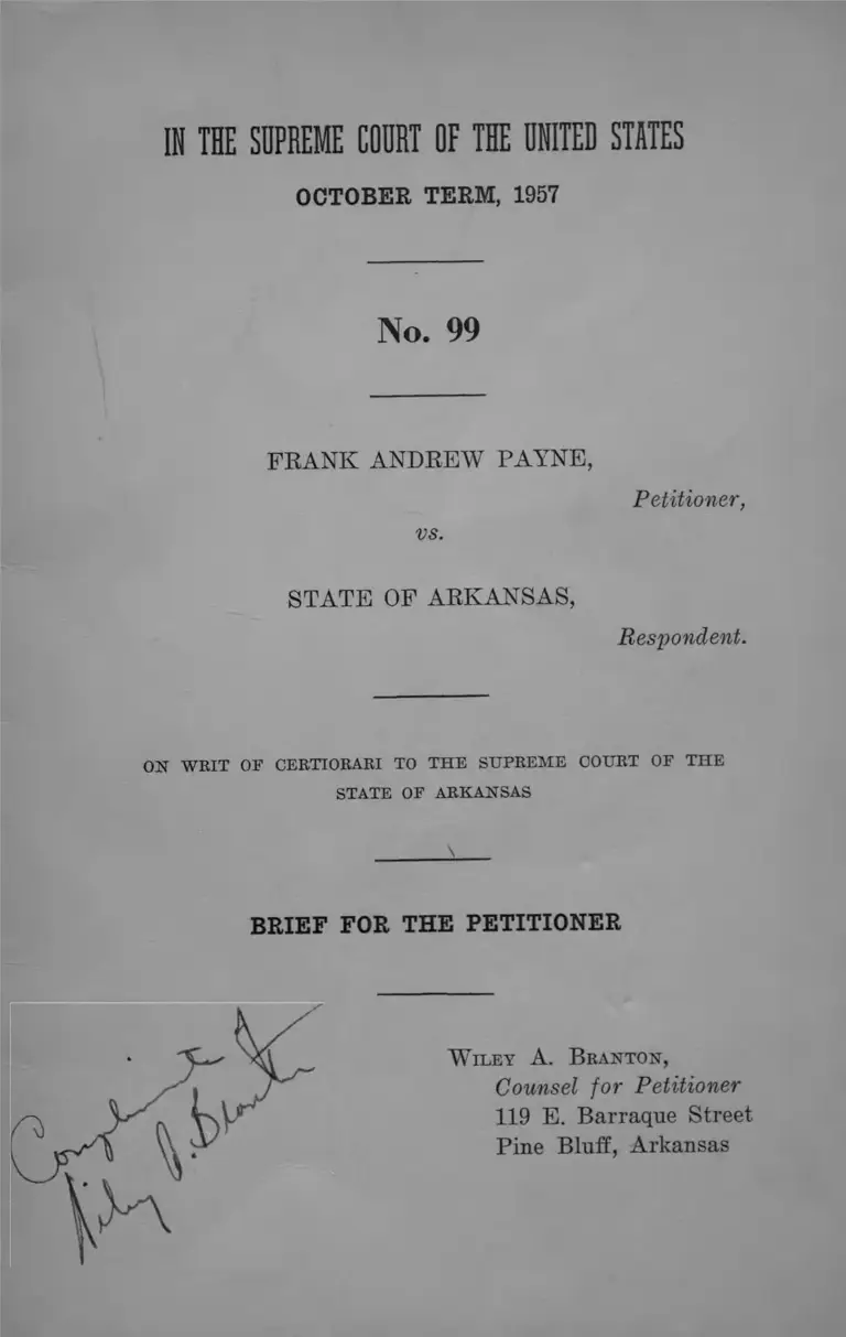 Payne v. Arkansas Brief for the Petitioner preview