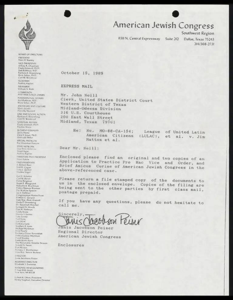 Brief Amicus Curiae of American Jewish Congress; Application to Practice Pro Hac Vice; Proposed Order preview