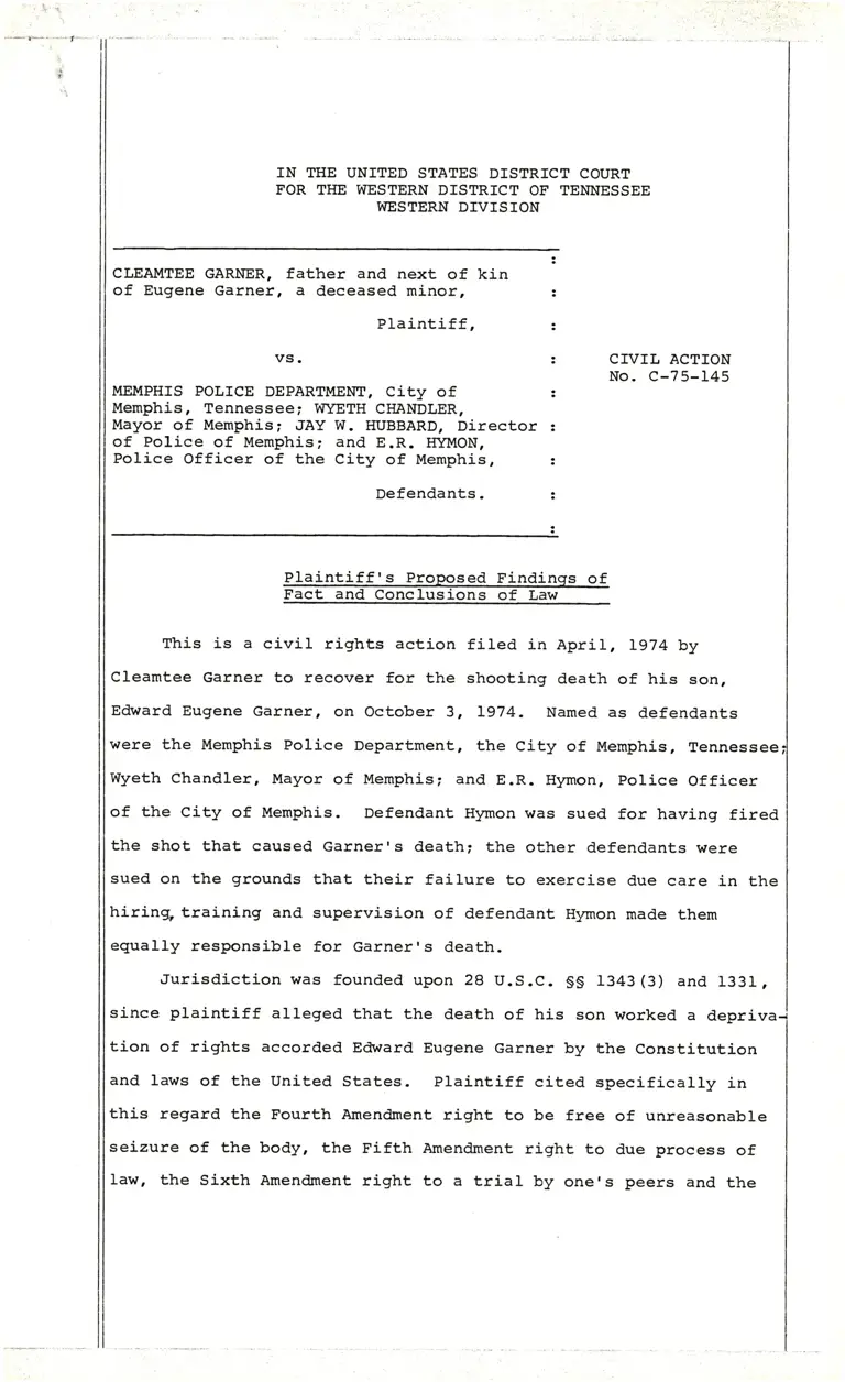 Plaintiff's Proposed Findings of Fact and Conclusions of Law preview