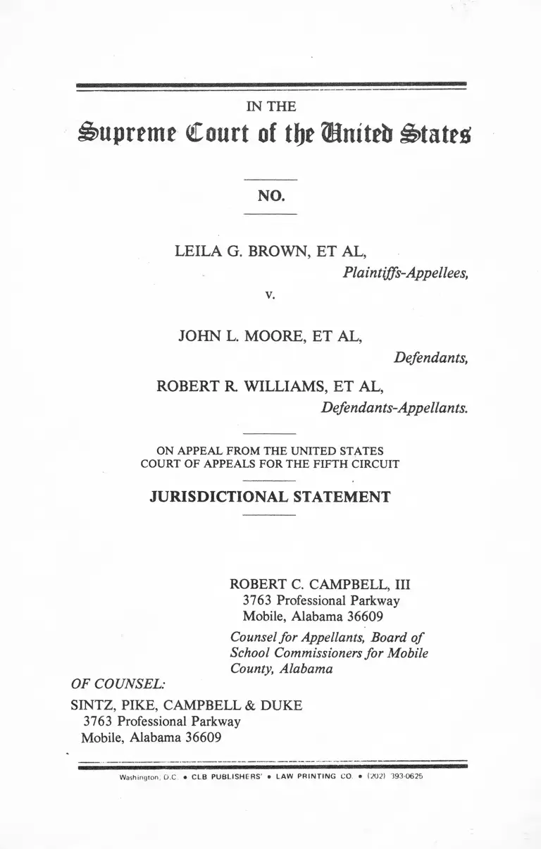 Brown v. Moore Jurisdictional Statement preview