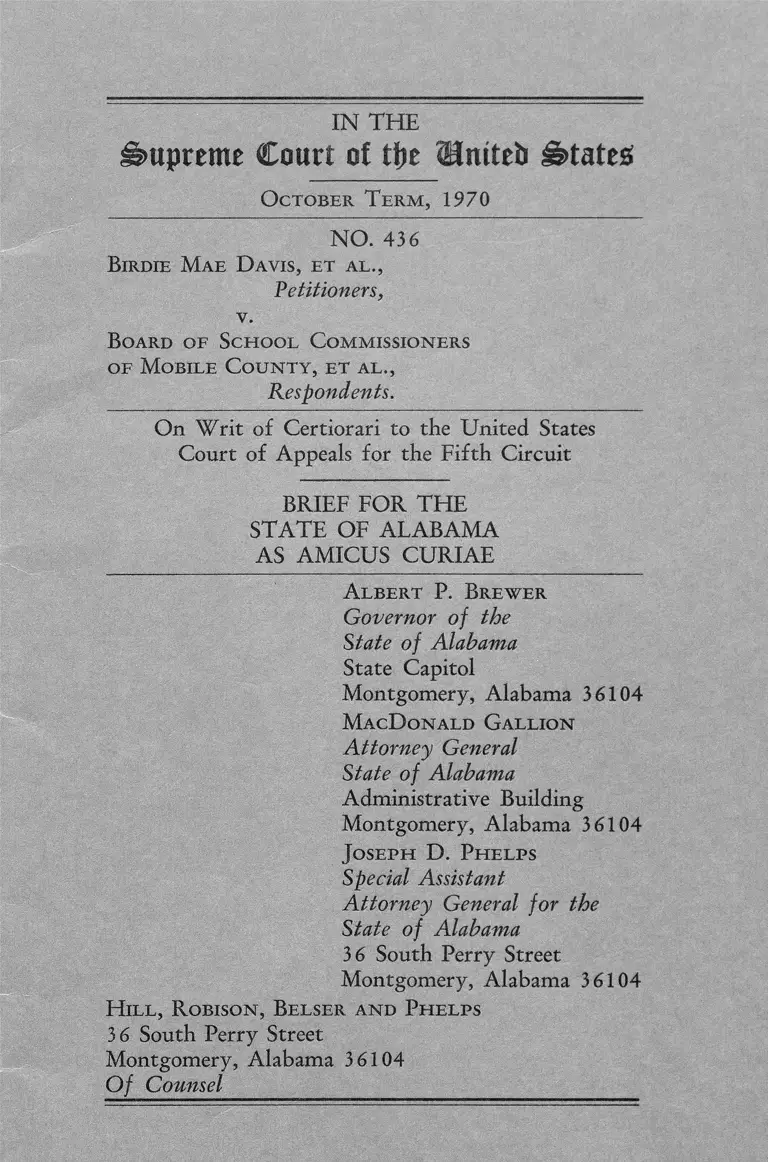 Davis v. Mobile County Board of School Commissioners Brief for State of Alabama as Amicus Curiae preview
