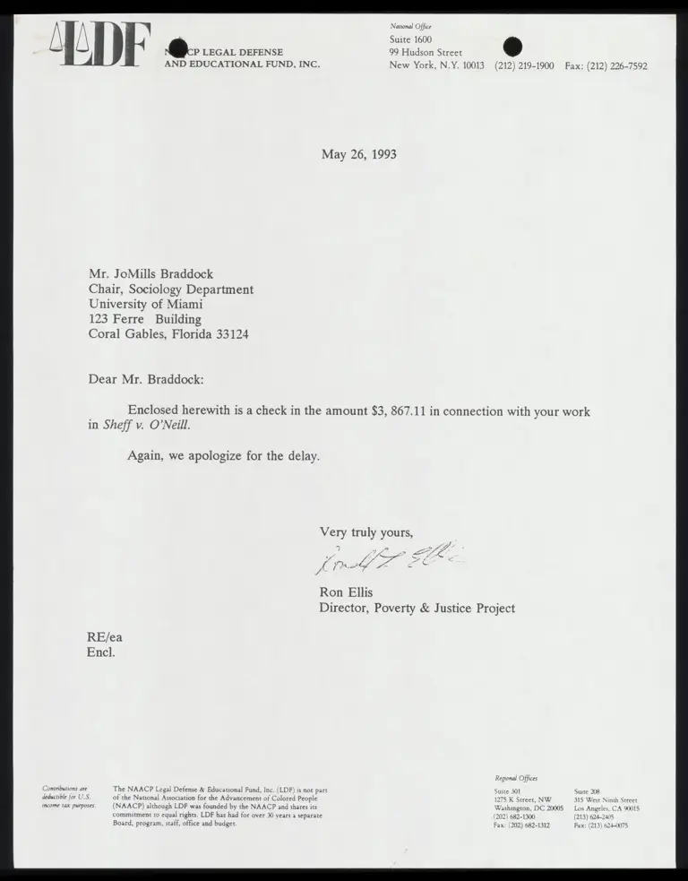 Correspondence from Ellis to Braddock Re: Payment preview