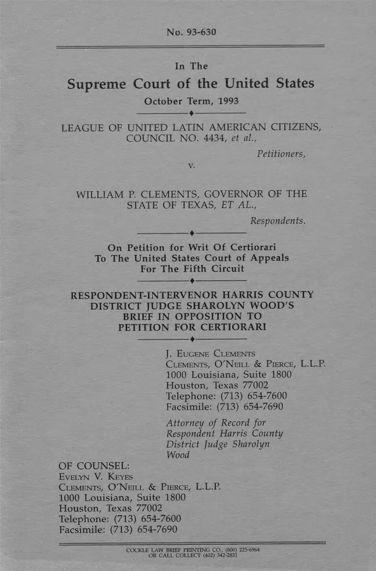 League of United Latin American Citizens (LULAC), Council No 4434 v. Clements Brief in Opposition to Petition for Certiorari preview