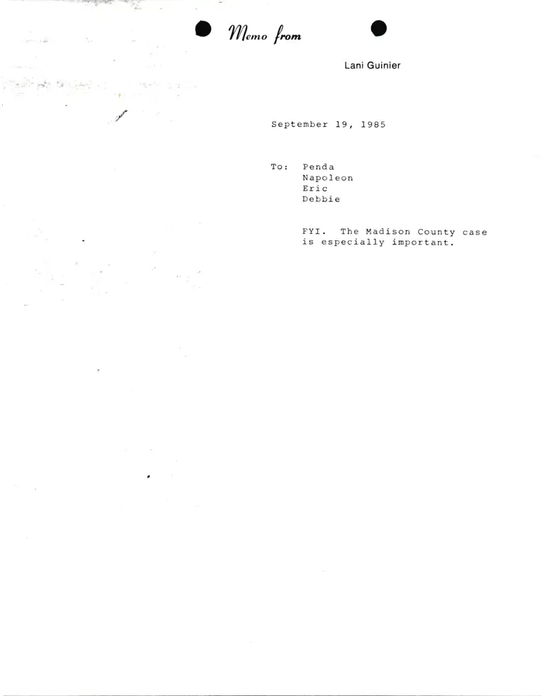 Memorandum from Lani Guinier to Hair, Williams, Schnapper, and Fins preview