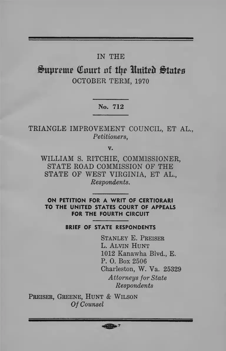 Triangle Improvement Council v. Ritchie Brief of State Respondents preview