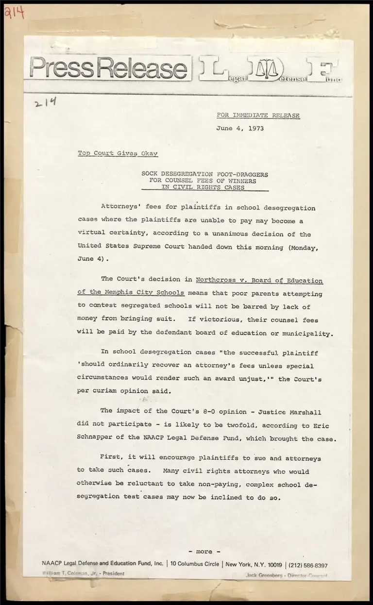 Sock Desegregation Foot-Draggers For Counsel Fees of Winners in Civil Rights Cases preview