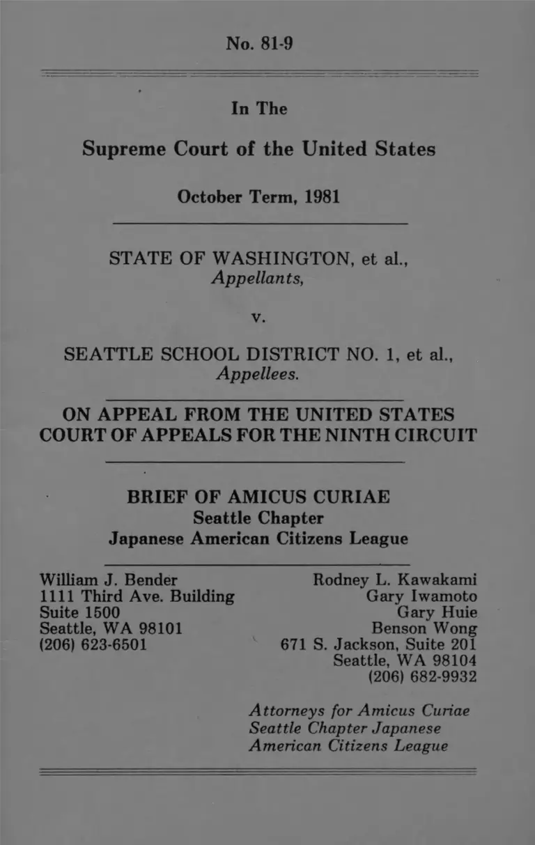 Washington State v. Seattle School District No. 1 Brief Amicus Curiae preview