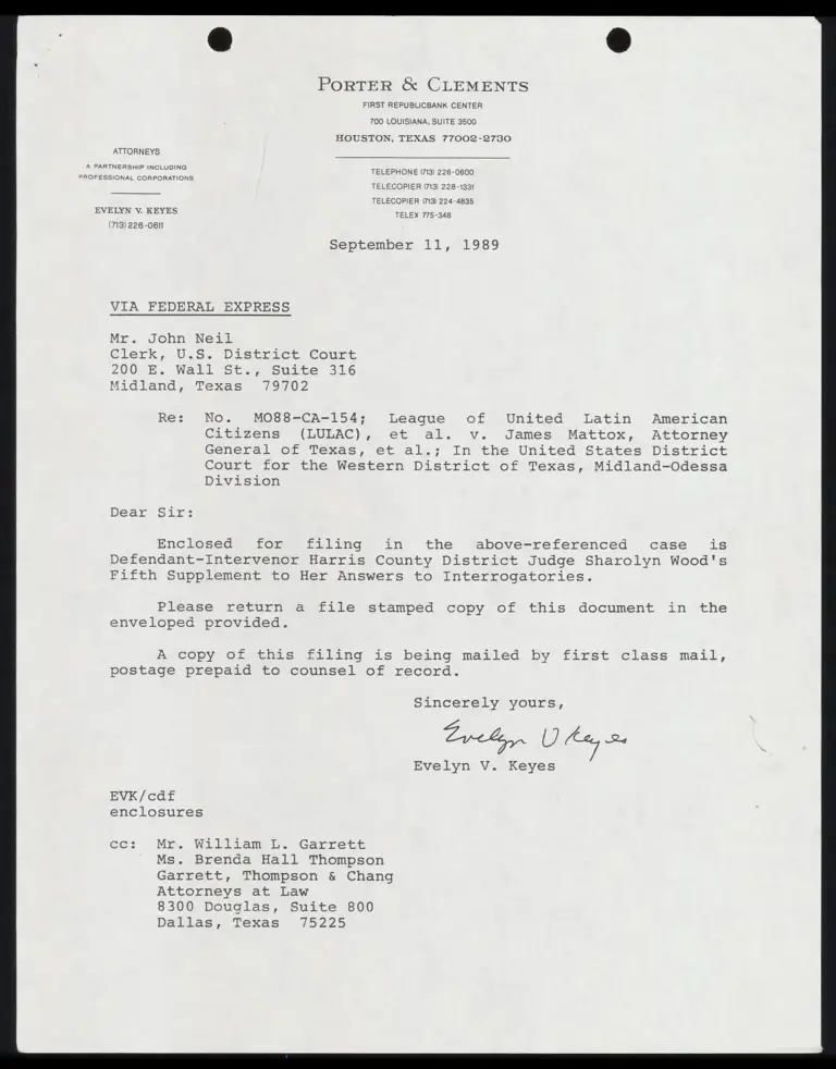 Defendant-Intervenor Harris County Judge Wood's Fifth Supplement to Her Answers to Interrogatories preview