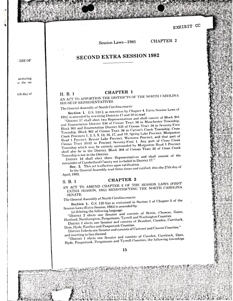Legal Research on Session Laws - 1981: Second Extra Session 1982, Chapter 1-3 preview