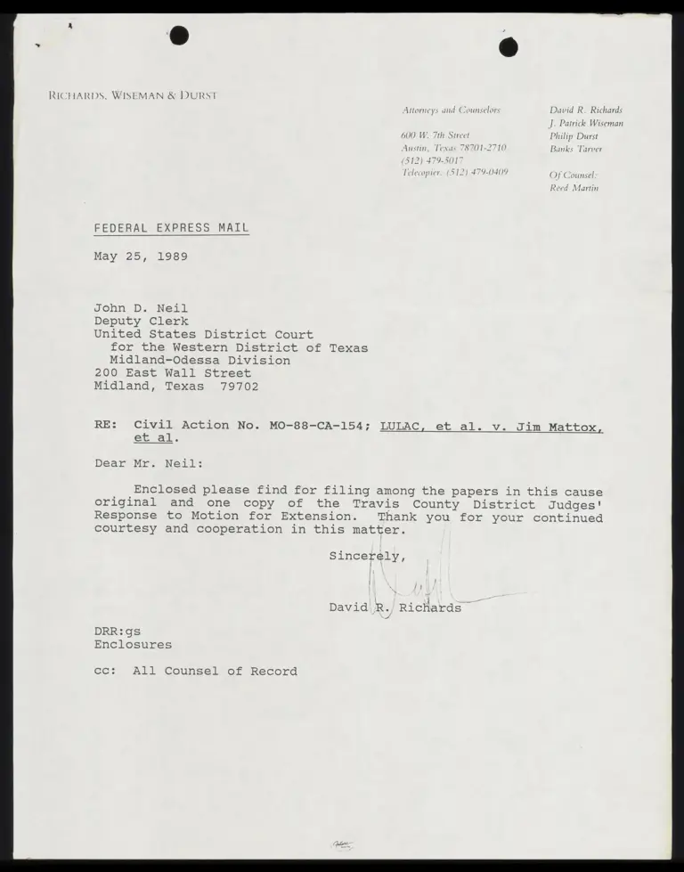 Travis County District Judges' Response to Motion for Extension preview